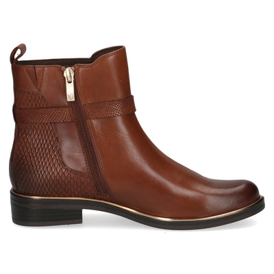 CAPRICE - 25312-313 FLAT ZIP ANKLE BOOT - TAN LEATHER