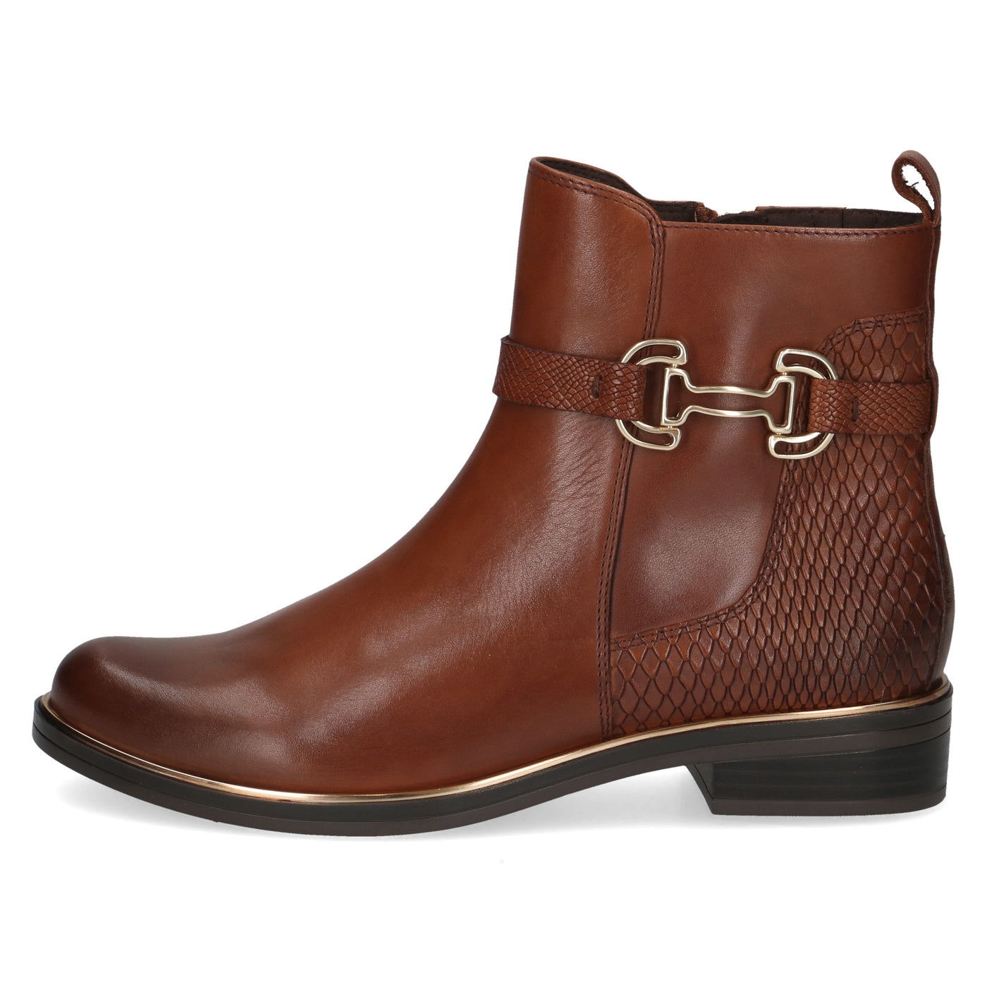 CAPRICE - 25312-313 FLAT ZIP ANKLE BOOT - TAN LEATHER
