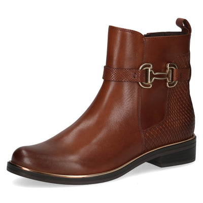 CAPRICE - 25312-313 FLAT ZIP ANKLE BOOT - TAN LEATHER