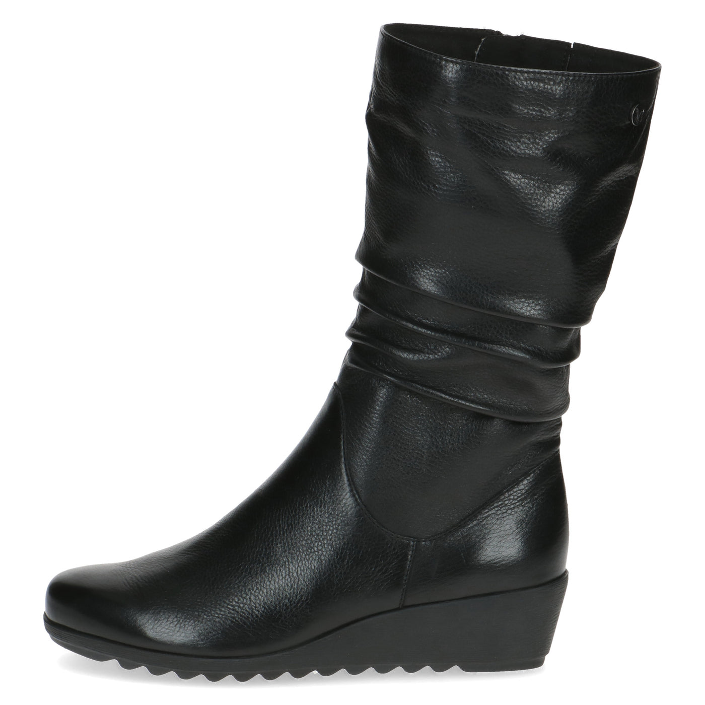 CAPRICE - 25417-022 3/4 LENGTH WEDGE BOOT - BLACK LEATHER
