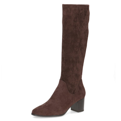 CAPRICE - 25503-302 MEDIUM HEEL KNEE BOOT - BROWN SUEDE