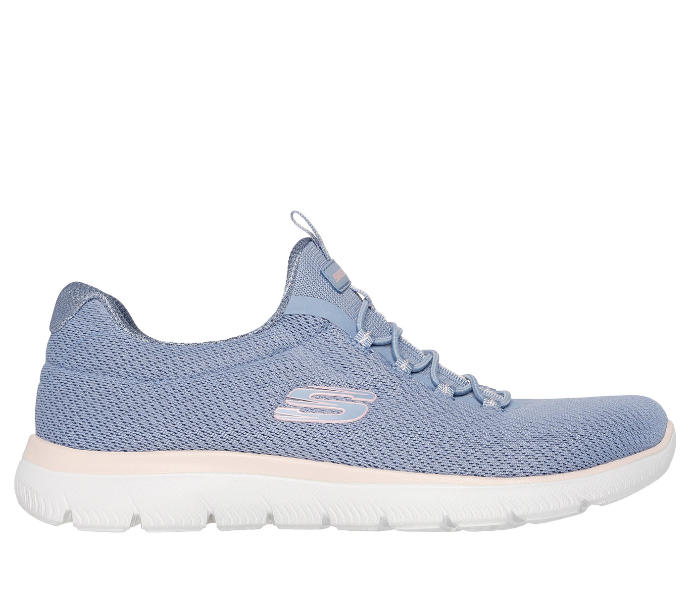 SKECHERS - 150268  SUMMITS-SUMMER BLUSH MESH BUNGEE SLIP-ON TRAINER - LIGHT BLUE
