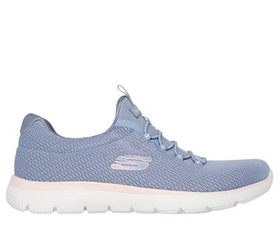 SKECHERS - 150268  SUMMITS-SUMMER BLUSH MESH BUNGEE SLIP-ON TRAINER - LIGHT BLUE