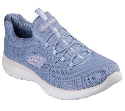 SKECHERS - 150268  SUMMITS-SUMMER BLUSH MESH BUNGEE SLIP-ON TRAINER - LIGHT BLUE