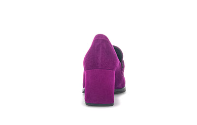 GABOR - 35.292.10 HIGH BLOCK HEEL SHOE - PURPLE SUEDE