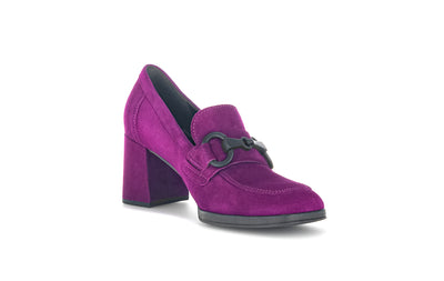 GABOR - 35.292.10 HIGH BLOCK HEEL SHOE - PURPLE SUEDE