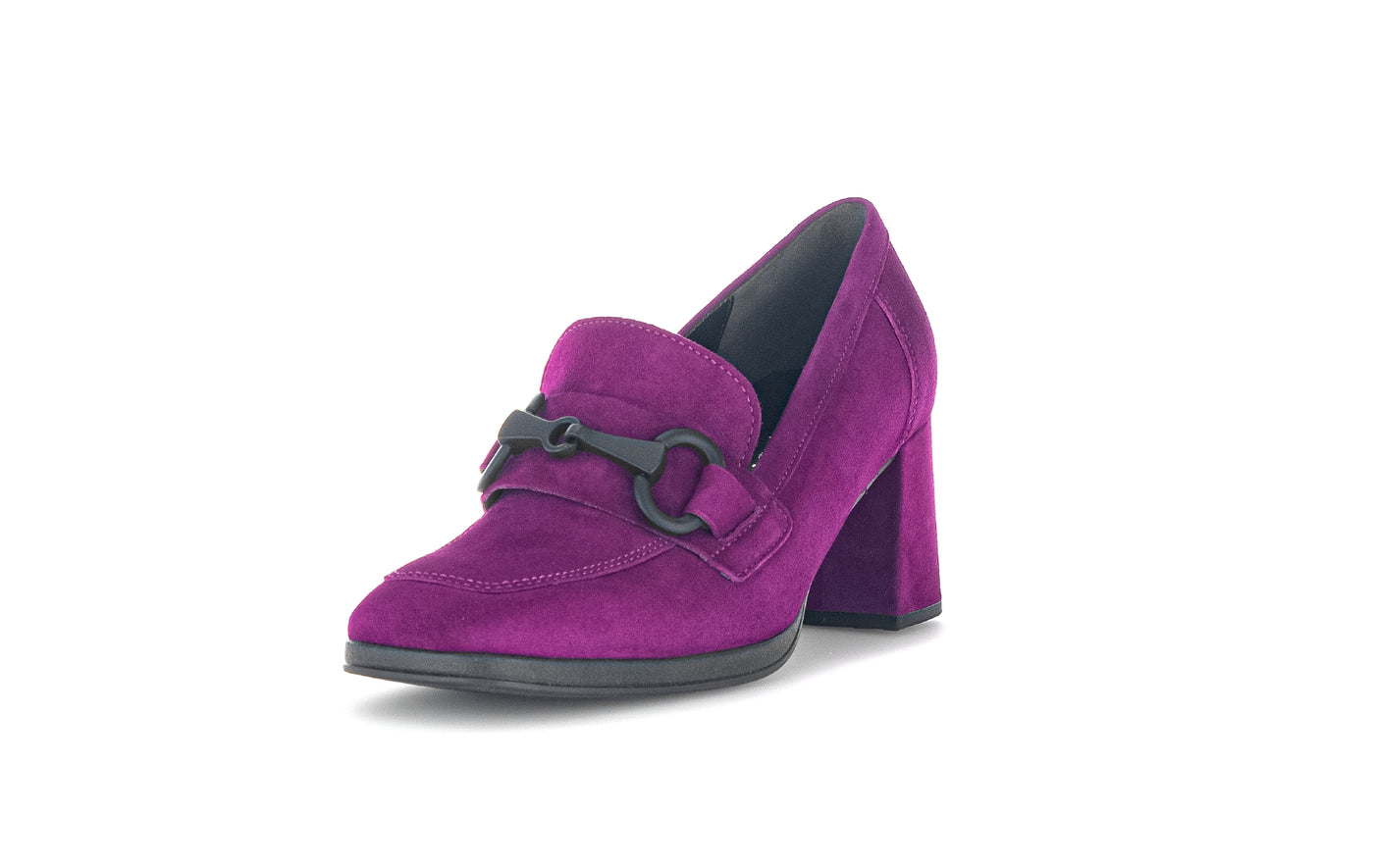 GABOR - 35.292.10 HIGH BLOCK HEEL SHOE - PURPLE SUEDE