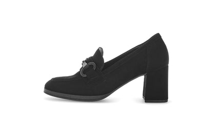 GABOR - 35.292.17 MEDIUM BLOCK HEEL SHOE - BLACK SUEDE