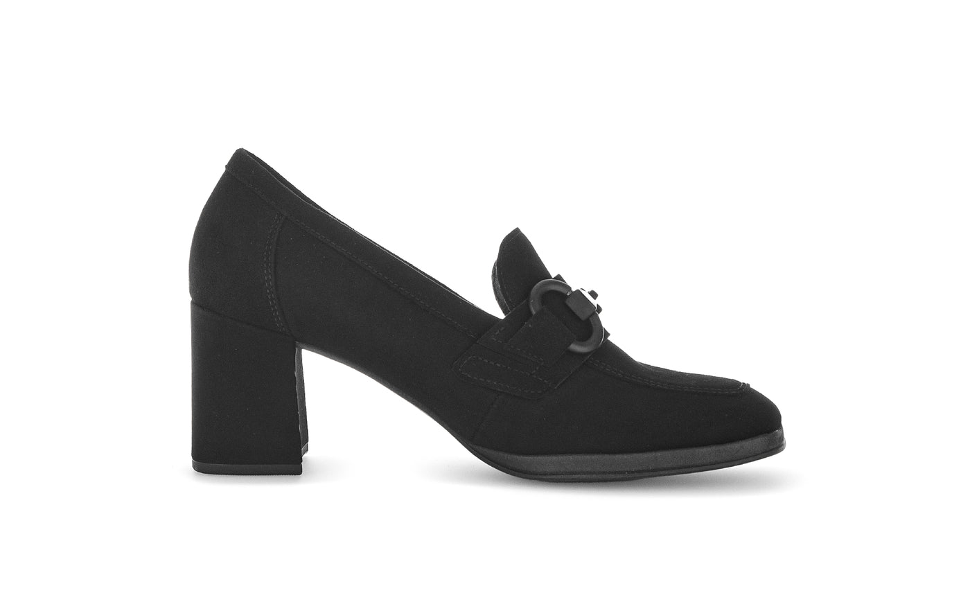 GABOR - 35.292.17 MEDIUM BLOCK HEEL SHOE - BLACK SUEDE