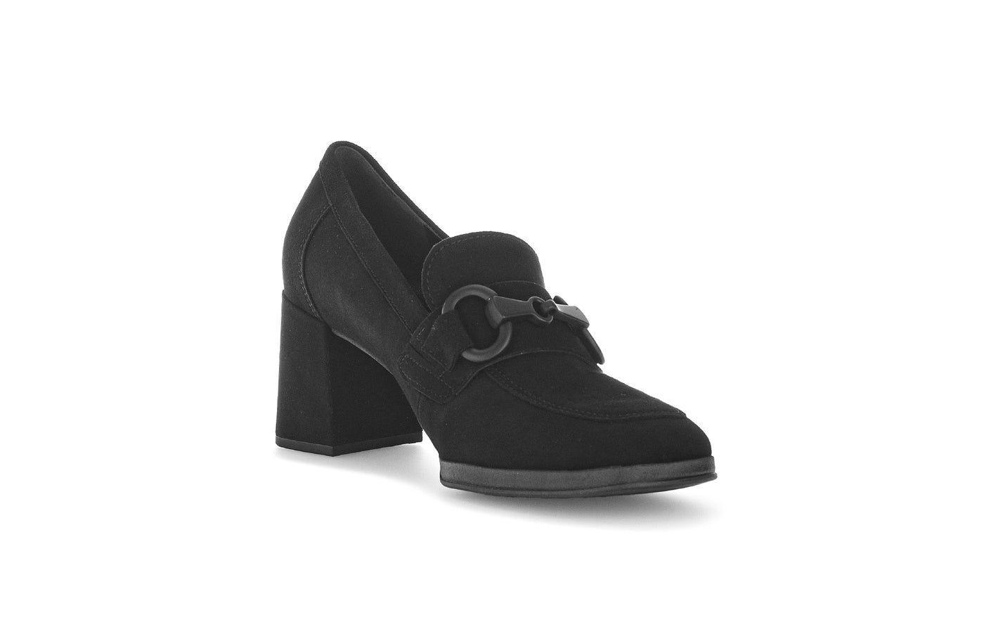 GABOR - 35.292.17 MEDIUM BLOCK HEEL SHOE - BLACK SUEDE