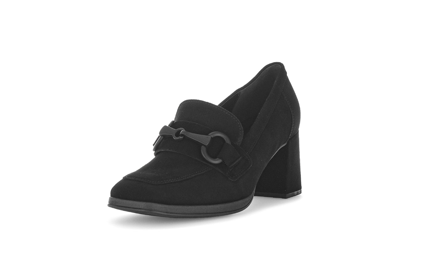GABOR - 35.292.17 MEDIUM BLOCK HEEL SHOE - BLACK SUEDE