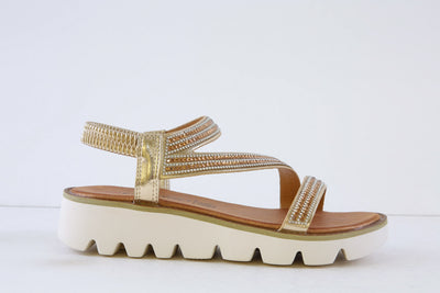 HEAVENLY FEET - FRESCO FLAT FASHION SANDAL - GOLD