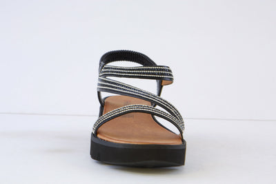 HEAVENLY FEET - FRESCO FLAT FASHION SANDAL - BLACK