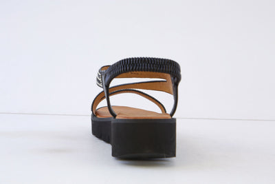 HEAVENLY FEET - FRESCO FLAT FASHION SANDAL - BLACK