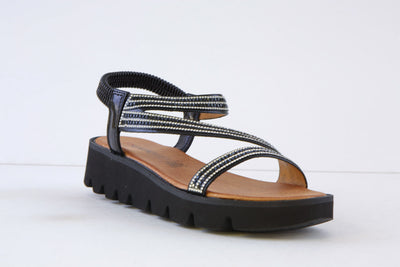 HEAVENLY FEET - FRESCO FLAT FASHION SANDAL - BLACK