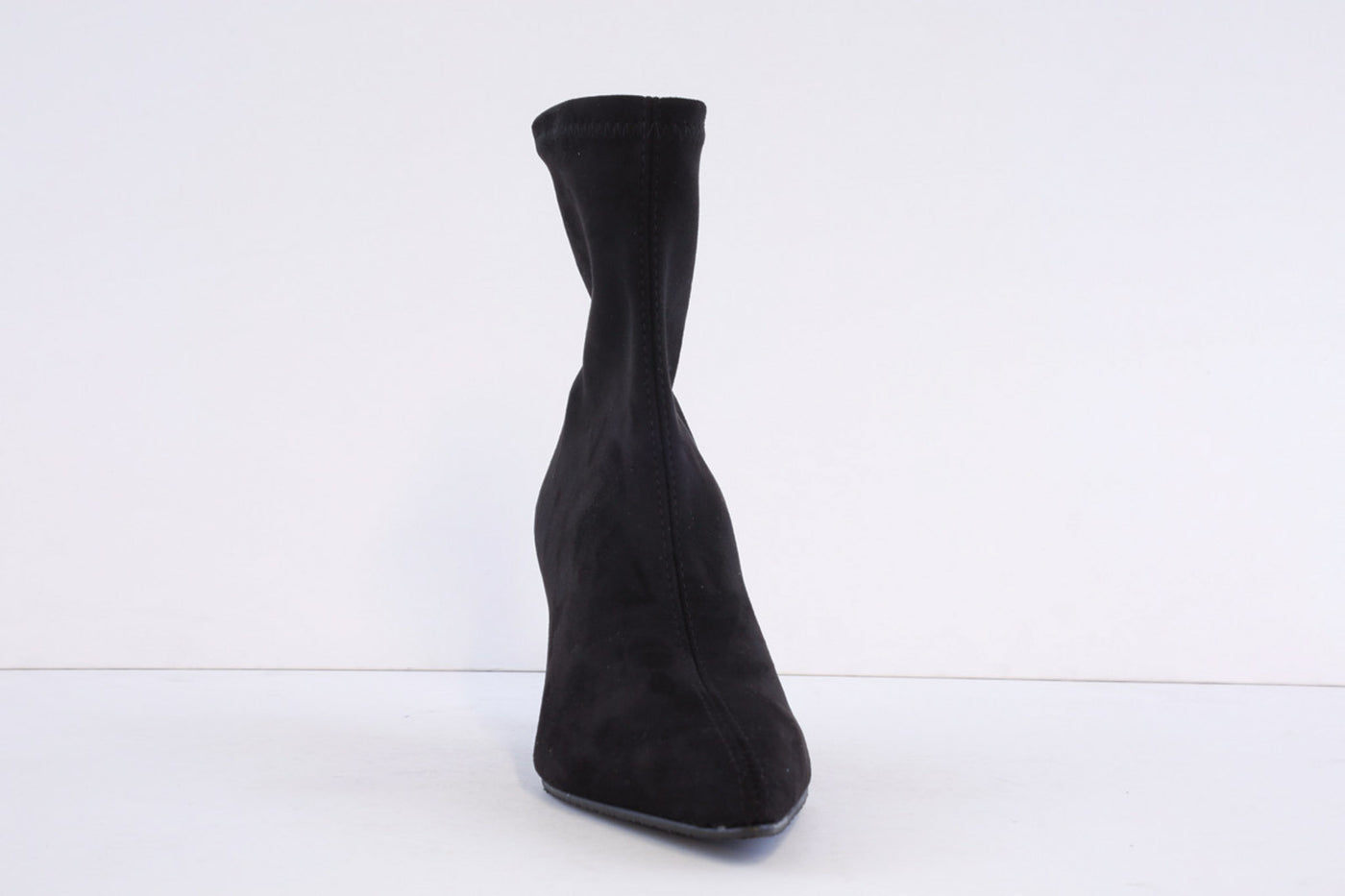 MISS ELASTIC - 78042 MEDIUM HEEL PULL-ON ANKLE BOOT - BLACK SUEDE