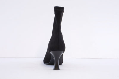 MISS ELASTIC - 78042 MEDIUM HEEL PULL-ON ANKLE BOOT - BLACK SUEDE