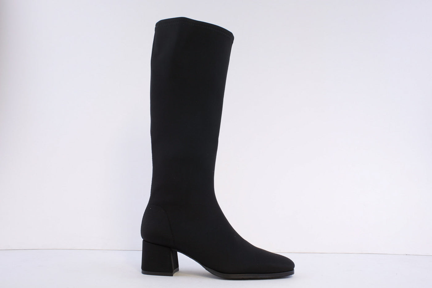 MISS ELASTIC - 78331 MEDIUM BLOCK HEEL STRETCH KNEE-LENGTH BOOT - BLACK
