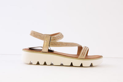 HEAVENLY FEET - FRESCO FLAT FASHION SANDAL - GOLD