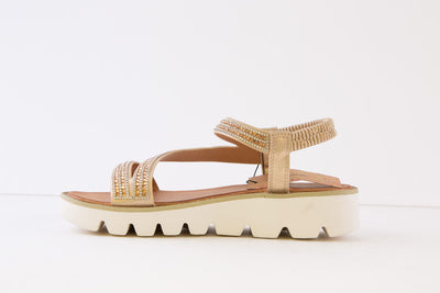HEAVENLY FEET - FRESCO FLAT FASHION SANDAL - GOLD