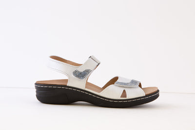 BELVIDA 31.005 VELCRO STRAP COMFORT SANDAL - SILVER BLUE