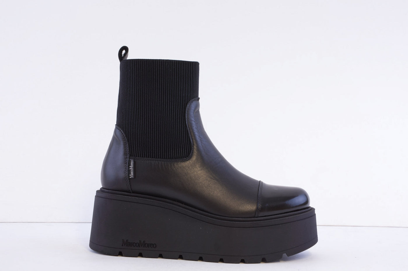 MARCO MOREO - A132 JVNE MID-LENGTH PLATFORM PULL-ON BOOT - BLACK
