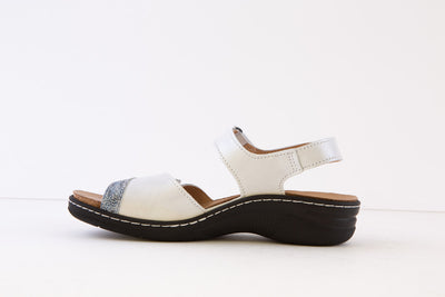BELVIDA 31.005 VELCRO STRAP COMFORT SANDAL - SILVER BLUE
