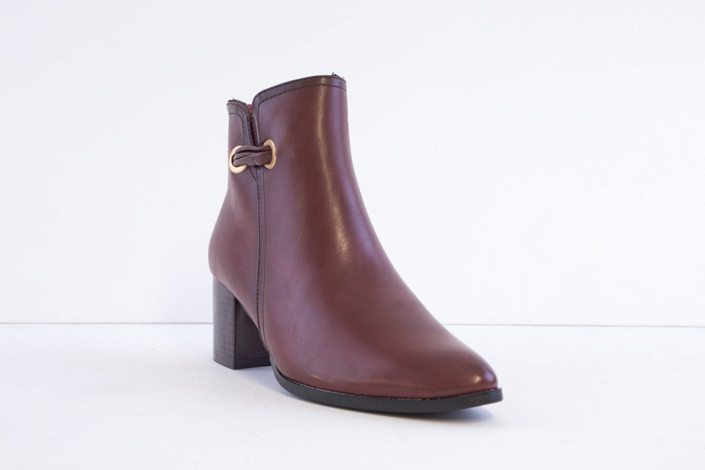 HEAVENLY FEET - HEATHER MEDIUM HEEL ANKLE BOOT - WINE