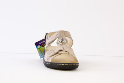 BELVIDA - 42.212 VELCRO STRAP COMFORT SANDAL - BEIGE PRINT