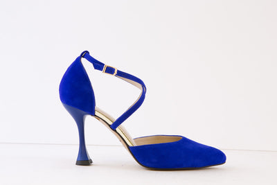 EMIS - 8113/106 HIGH HEEL ANKLE STRAP SHOE - ROYAL BLUE