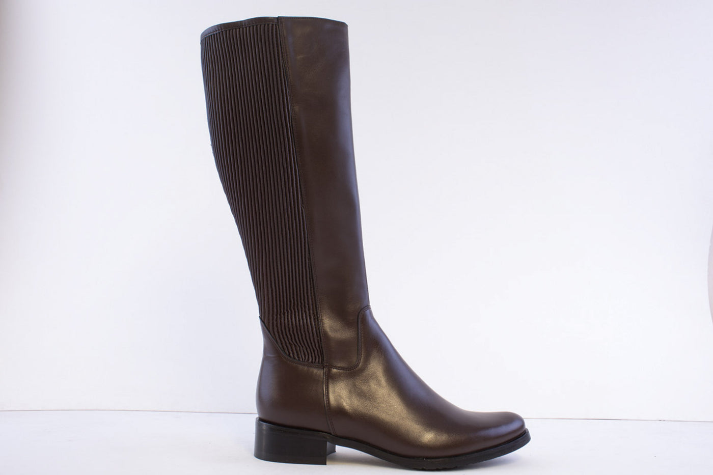 BIOECO - 7152/522 FULL LENGTH LOW HEEL ZIP/STRETCH BOOT - DARK BROWN