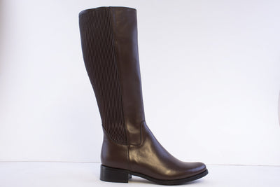 BIOECO - 7152/522 FULL LENGTH LOW HEEL ZIP/STRETCH BOOT - DARK BROWN