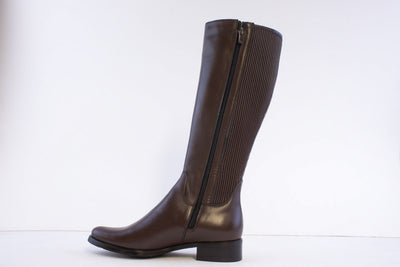 BIOECO - 7152/522 FULL LENGTH LOW HEEL ZIP/STRETCH BOOT - DARK BROWN