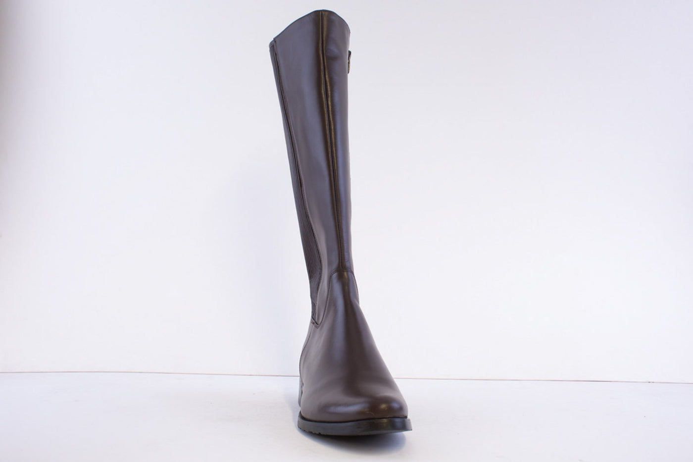 BIOECO - 7152/522 FULL LENGTH LOW HEEL ZIP/STRETCH BOOT - DARK BROWN