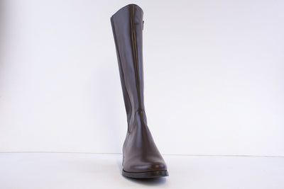 BIOECO - 7152/522 FULL LENGTH LOW HEEL ZIP/STRETCH BOOT - DARK BROWN