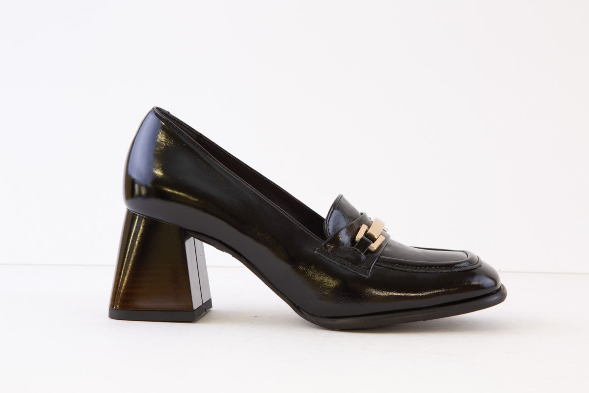 BIOECO - 6368 BLOCK HEEL LOAFER - BLACK PATENT
