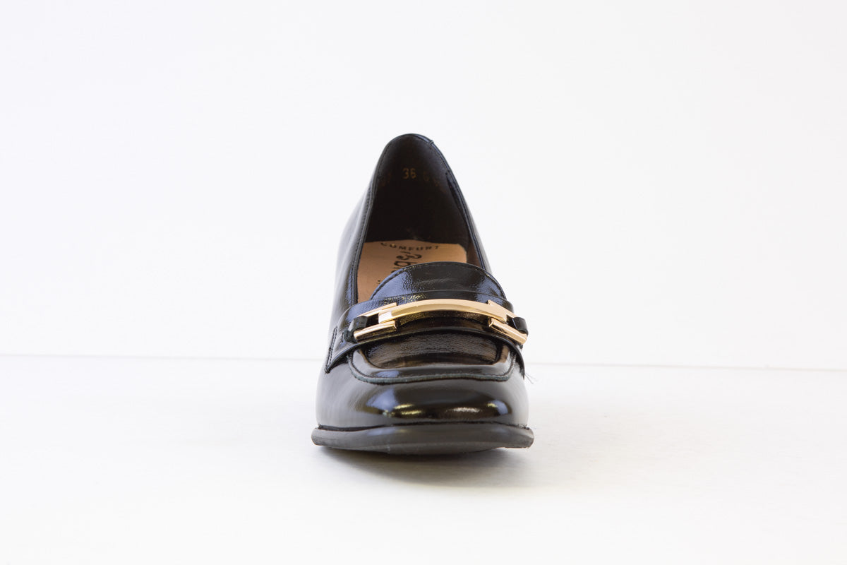 BIOECO - 6368 BLOCK HEEL LOAFER - BLACK PATENT