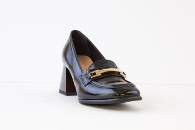 BIOECO - 6368 BLOCK HEEL LOAFER - BLACK PATENT