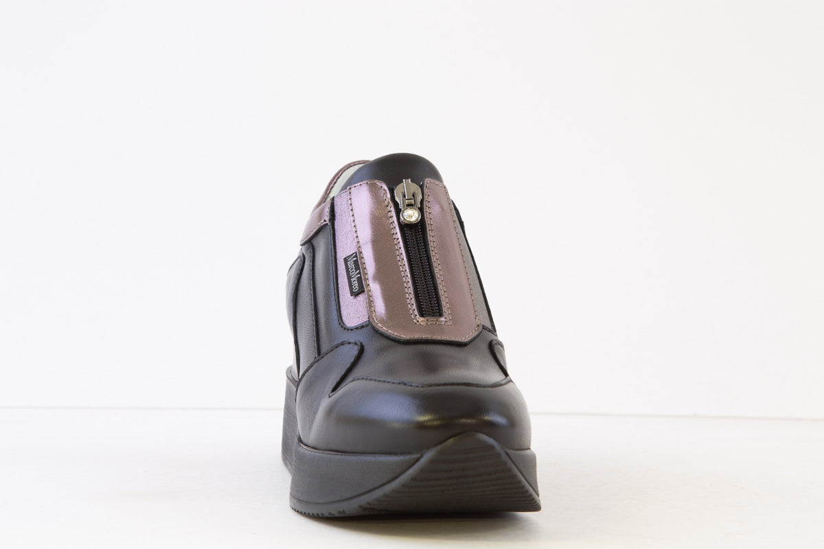 MARCO MOREO - B652 JNNP HIGH WEDGE FRONT ZIP SHOE - BLACK/PEWTER