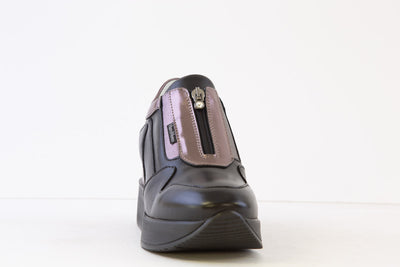 MARCO MOREO - B652 JNNP HIGH WEDGE FRONT ZIP SHOE - BLACK/PEWTER