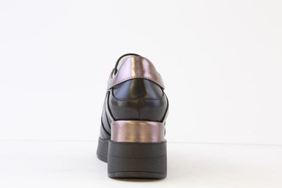 MARCO MOREO - B652 JNNP HIGH WEDGE FRONT ZIP SHOE - BLACK/PEWTER