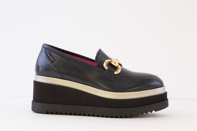 Navy Leather Chunky Platform Loafer by Marco Moreo - E4245 JNV