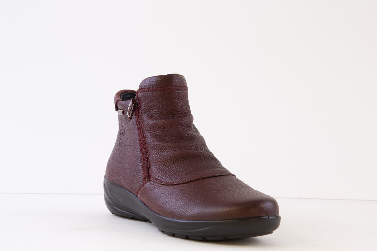 G COMFORT - P-9521R ANKLE BOOT WITH TWIN ZIP - BURGANDY LEATHER