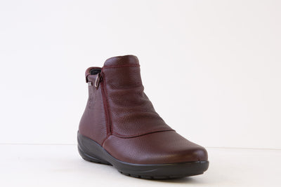G COMFORT - P-9521R ANKLE BOOT WITH TWIN ZIP - BURGANDY LEATHER