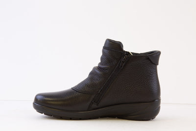 G COMFORT - P-9521S ANKLE BOOT WITH TWIN ZIP - BLACK LEATHER