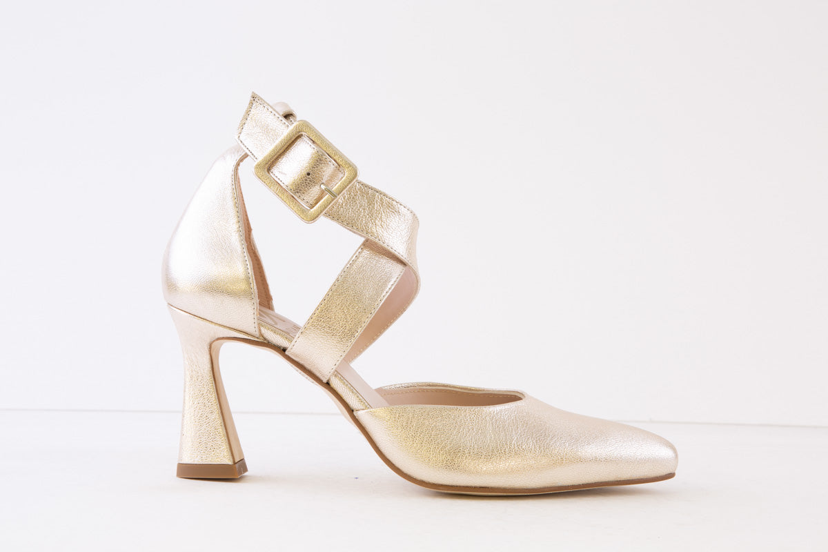 MARIAN - 5704 HIGH HEEL ANKLE CROSSOVER STRAP SHOE - GOLD LEATHER
