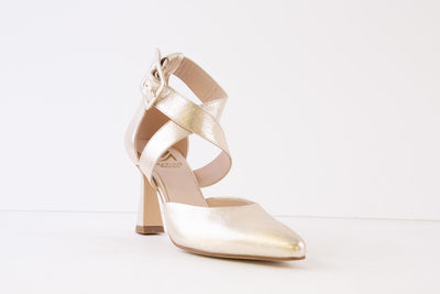 MARIAN - 5704 HIGH HEEL ANKLE CROSSOVER STRAP SHOE - GOLD LEATHER