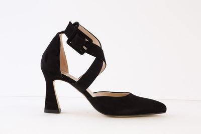 MARIAN - 5704 HIGH HEEL ANKLE CROSSOVER STRAP SHOE - BLACK SUEDE
