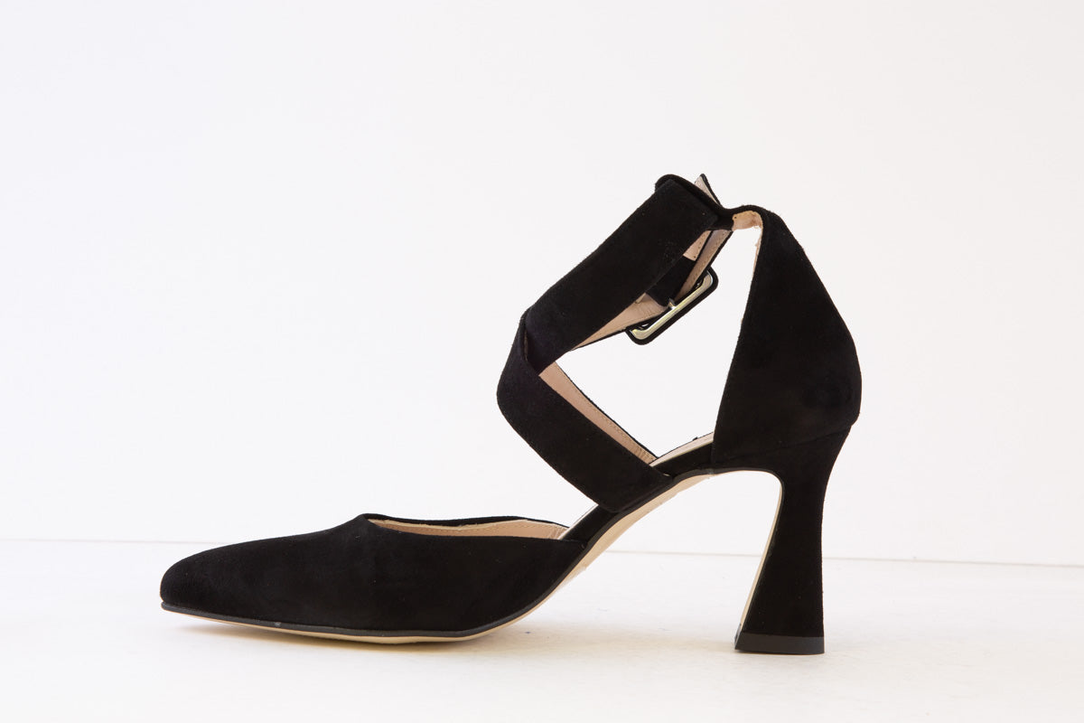 MARIAN - 5704 HIGH HEEL ANKLE CROSSOVER STRAP SHOE - BLACK SUEDE