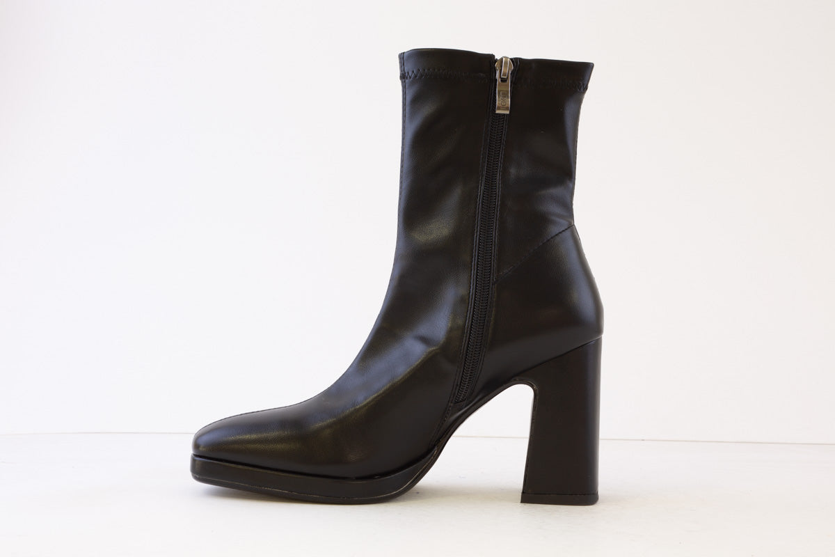LODI - LIN4030 HIGH BLOCK HEEL ANKLE BOOT WITH ZIP - BLACK